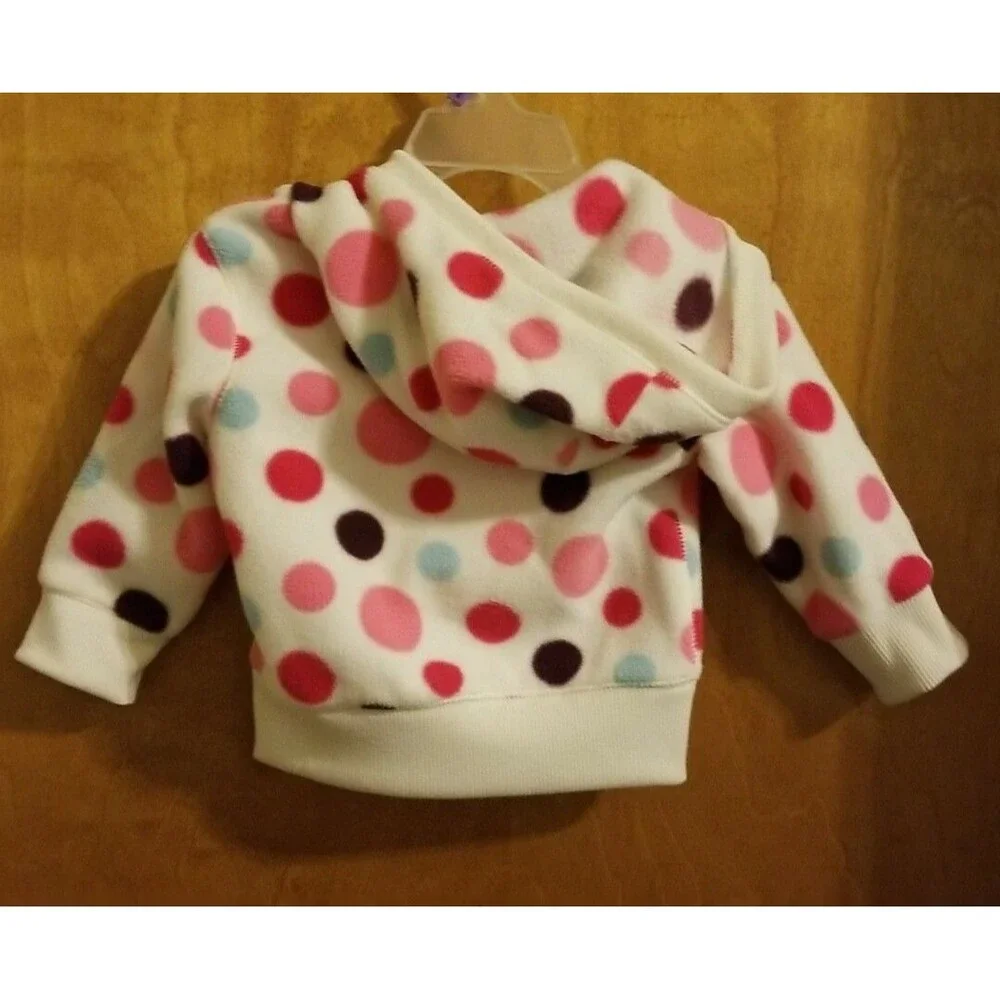 Girl's Old Navy 6-12 months white with multicolored polka dots hooded jacket